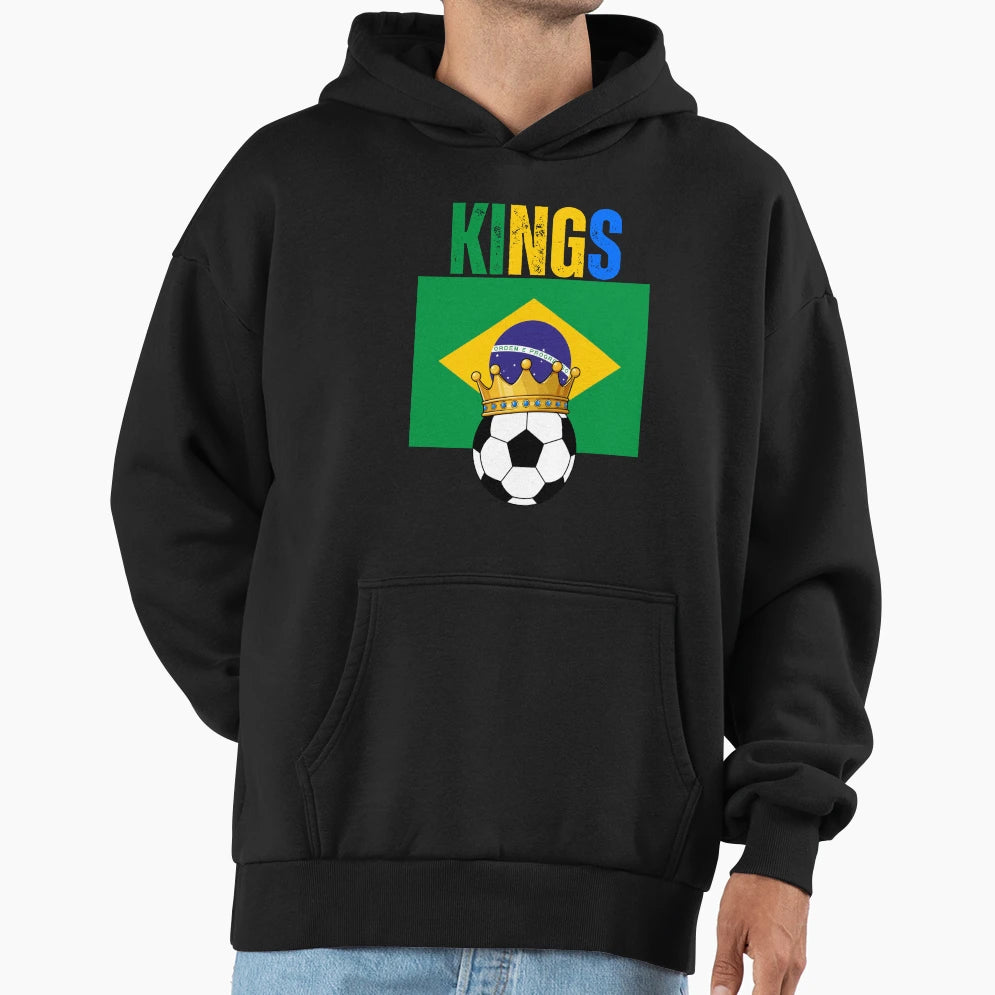Brazil Kings Football Soccer Fan Hoodie - Unique Graphic Men Women - T-Shirt, Sweatshirt, Hoodie