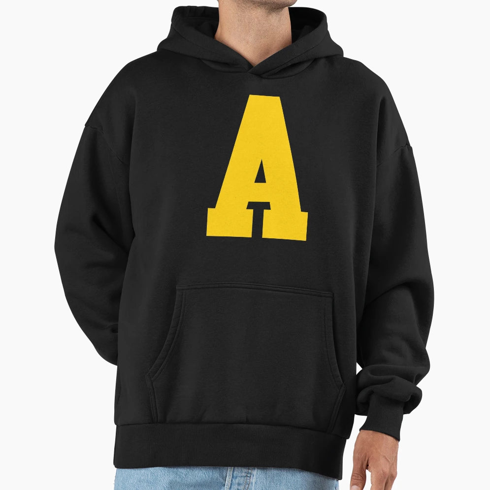 Alphabet Yellow Sports Letter Hoodie - Trendy Graphic for Adults - T-Shirt, Sweatshirt, Hoodie
