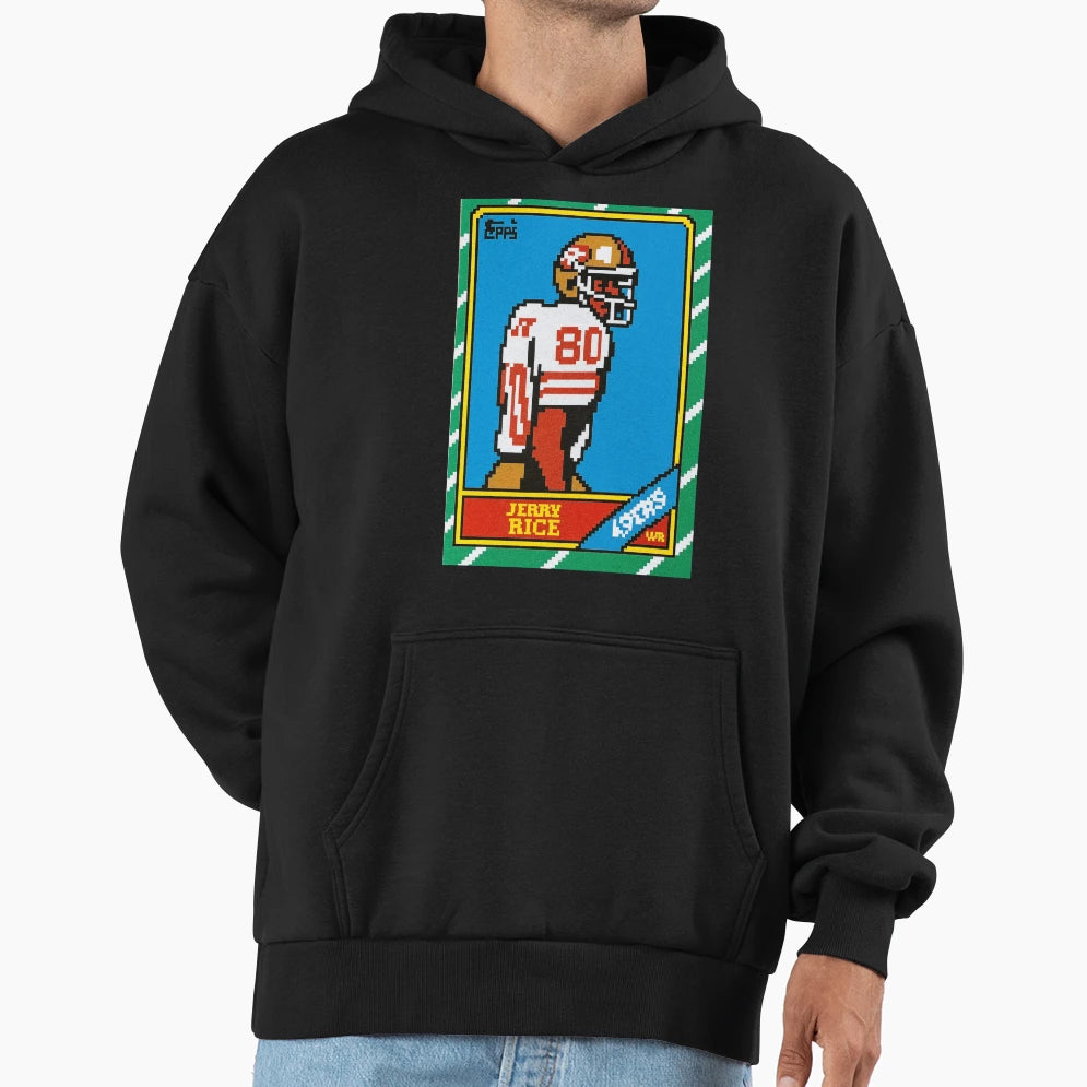 Jerry Rice Pixel Art Football Card 80 Hoodie - Fun Novelty Design Unisex - T-Shirt, Sweatshirt, Hoodie