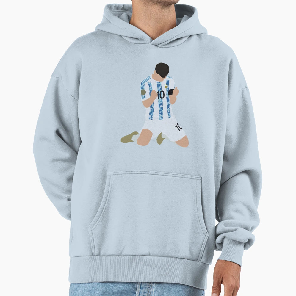 Messi Celebrates Argentina Victory Hoodie - Unique Graphic Men Women - T-Shirt, Sweatshirt, Hoodie