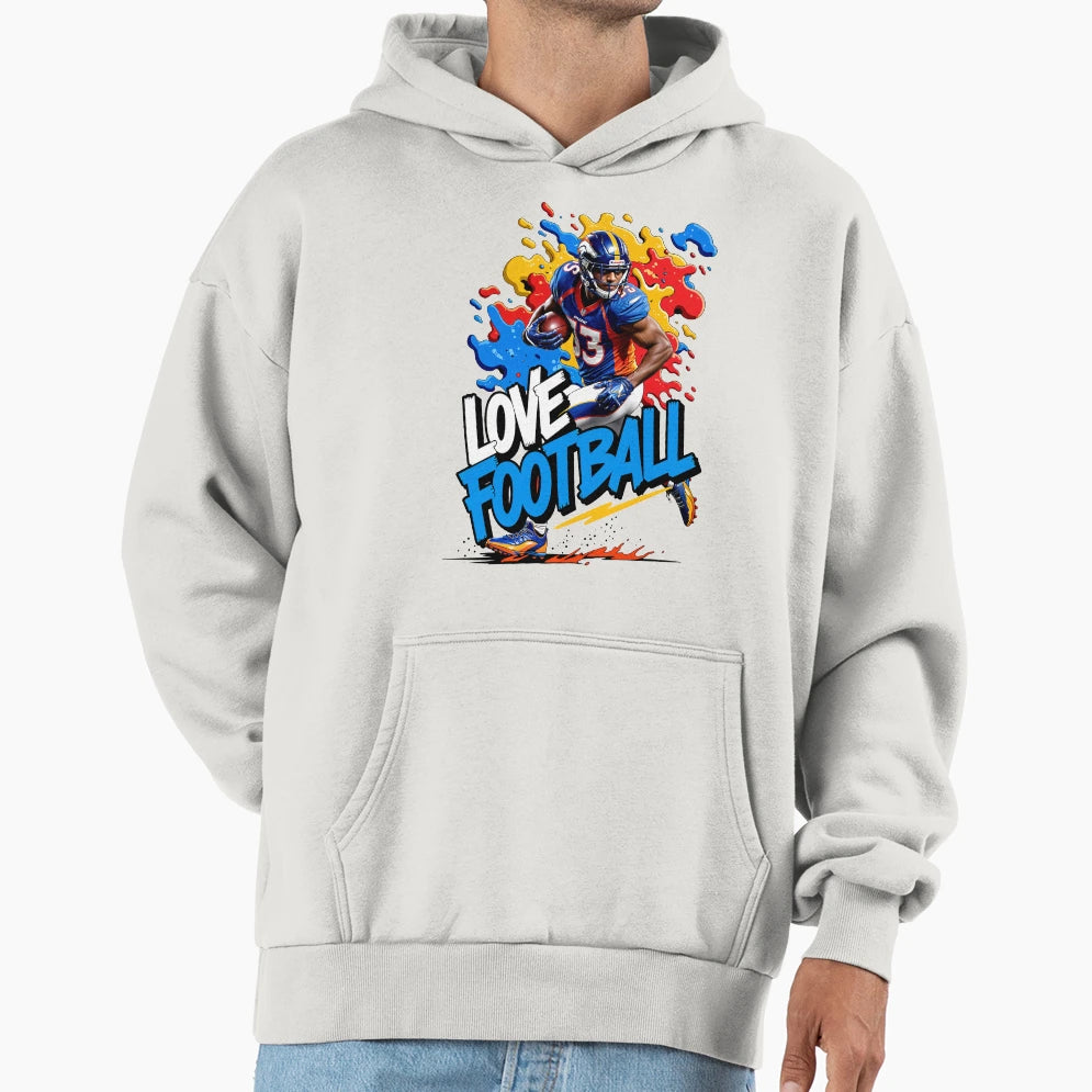 Love Football Hoodie - Custom Art Print Unisex - T-Shirt, Sweatshirt, Hoodie