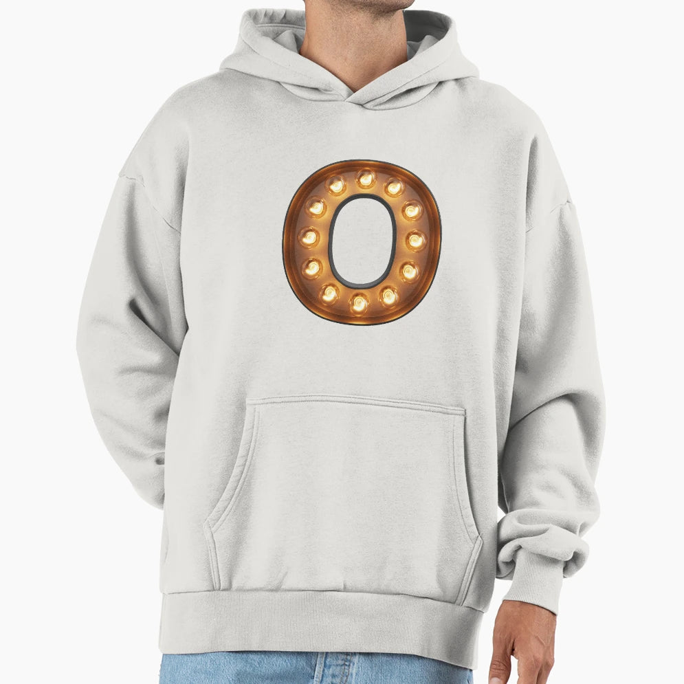 O Initial Neon Light Hoodie - Aesthetic Graphic Men Women - T-Shirt, Sweatshirt, Hoodie