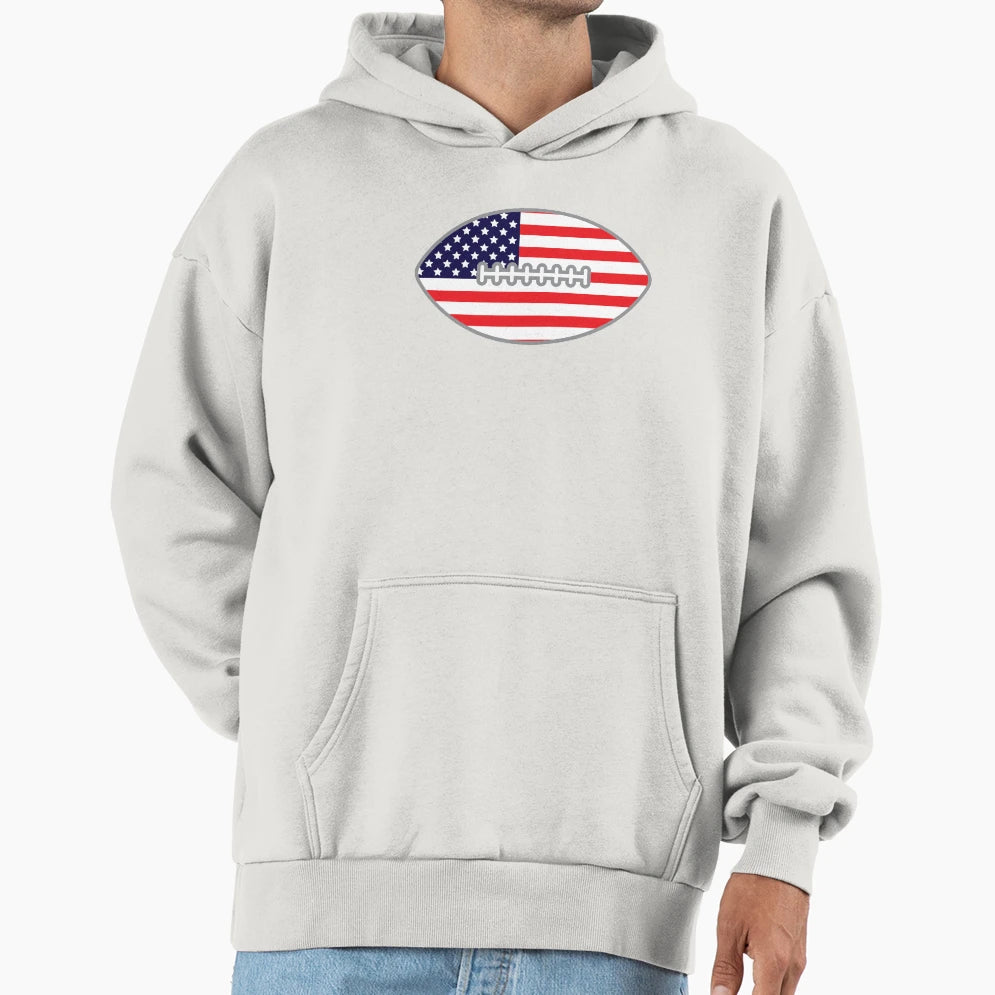 American Flag Football Hoodie - Fun Novelty Design Unisex - T-Shirt, Sweatshirt, Hoodie