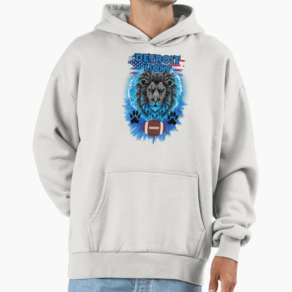 Football Detroit Lions Motor Hoodie - Fun Novelty Design for Adults - T-Shirt, Sweatshirt, Hoodie
