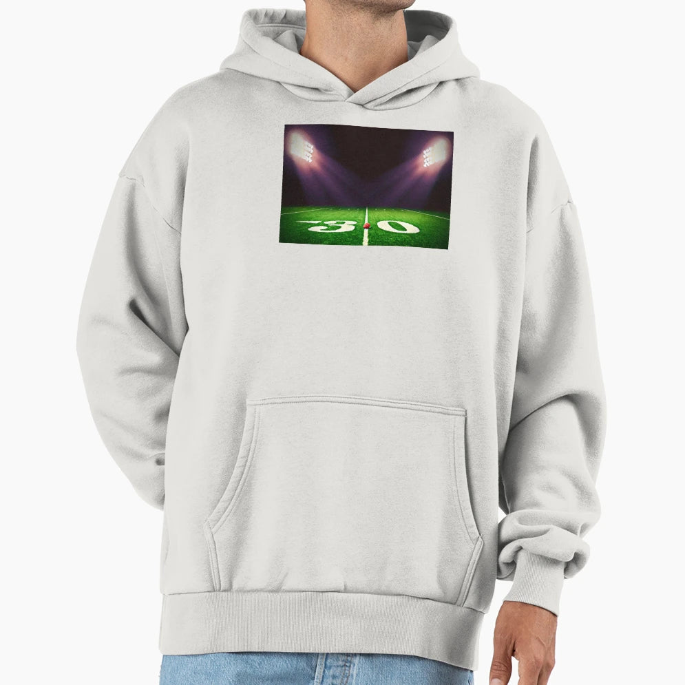 30 Yard Line Football Field Hoodie - Minimalist Print Men Women - T-Shirt, Sweatshirt, Hoodie