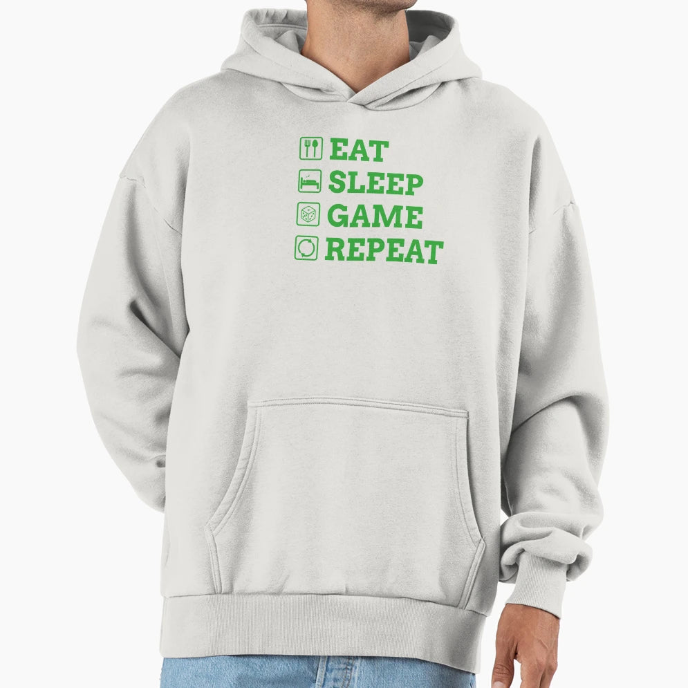Eat Sleep Game Repeat Hoodie - Custom Art Print Men Women - T-Shirt, Sweatshirt, Hoodie