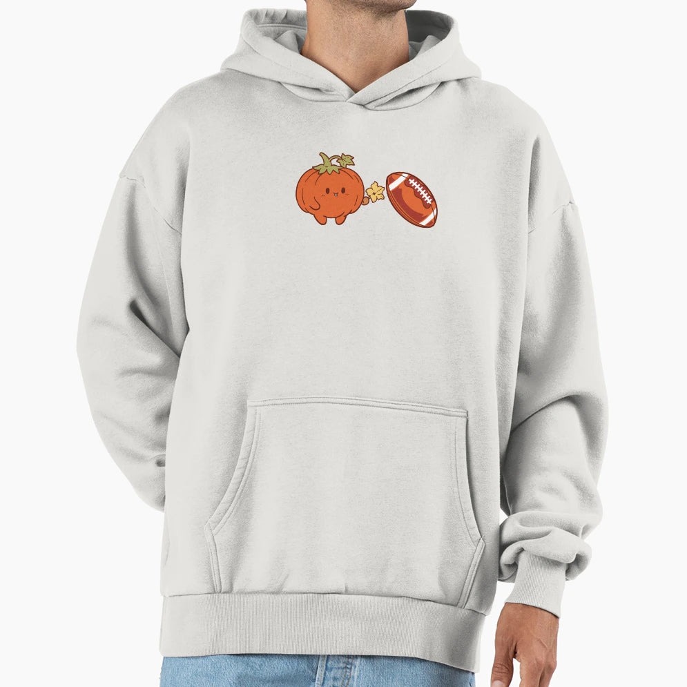 Pumpkin Loves Football October Halloween Hoodie - Trendy Graphic for Adults - T-Shirt, Sweatshirt, Hoodie