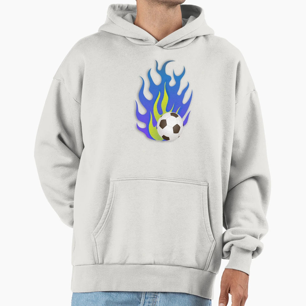 Soccer Fire Blue Green Hoodie - Novelty Apparel Unisex - T-Shirt, Sweatshirt, Hoodie