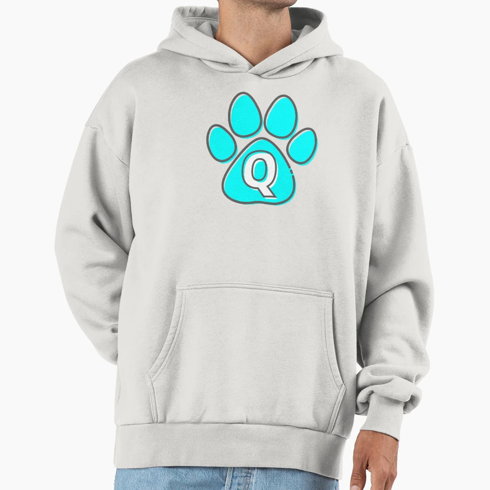 Blue Paw Monogram Q Hoodie - Unique Graphic for Adults - T-Shirt, Sweatshirt, Hoodie