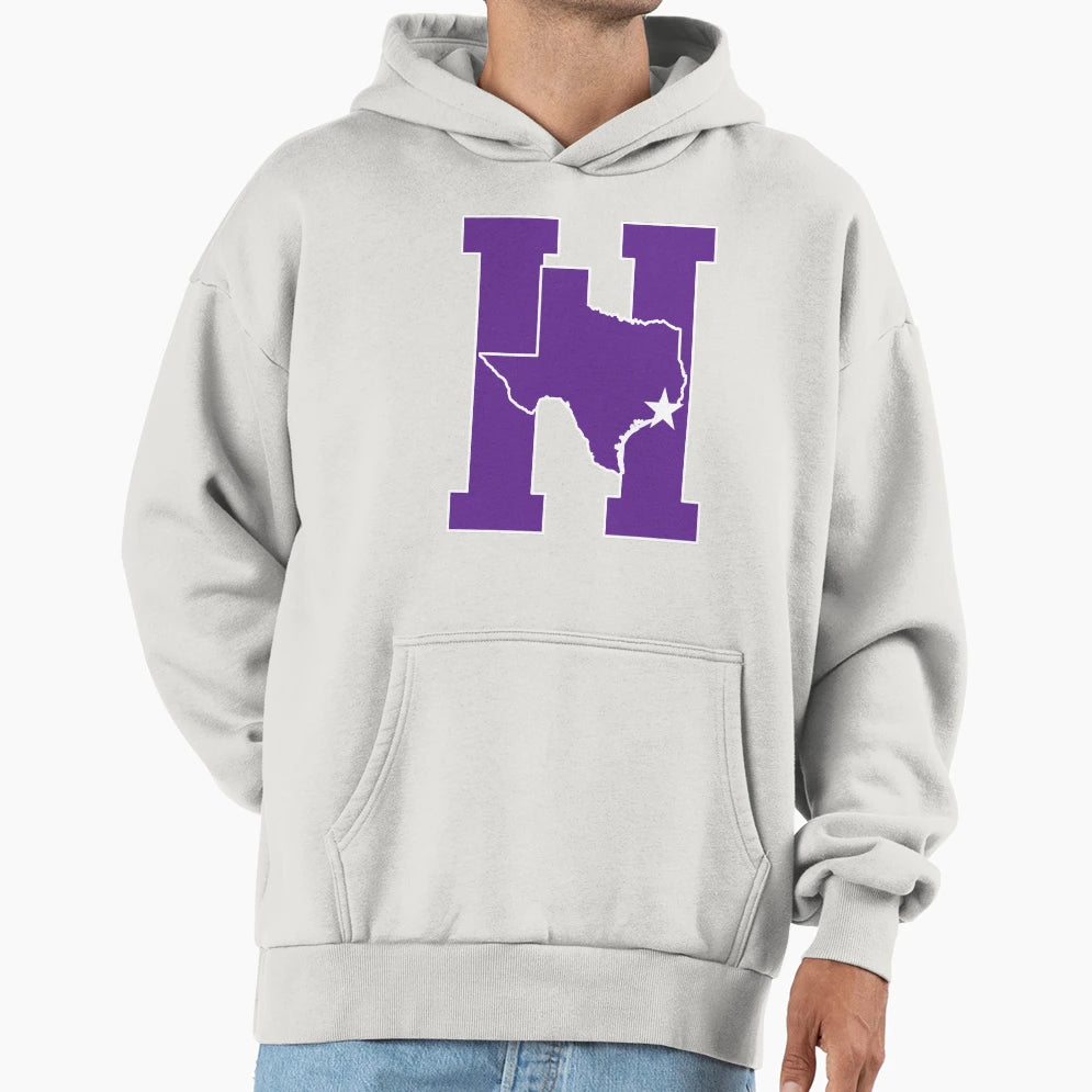 Houston Texas H Town Purple Hoodie - Minimalist Print Unisex - T-Shirt, Sweatshirt, Hoodie
