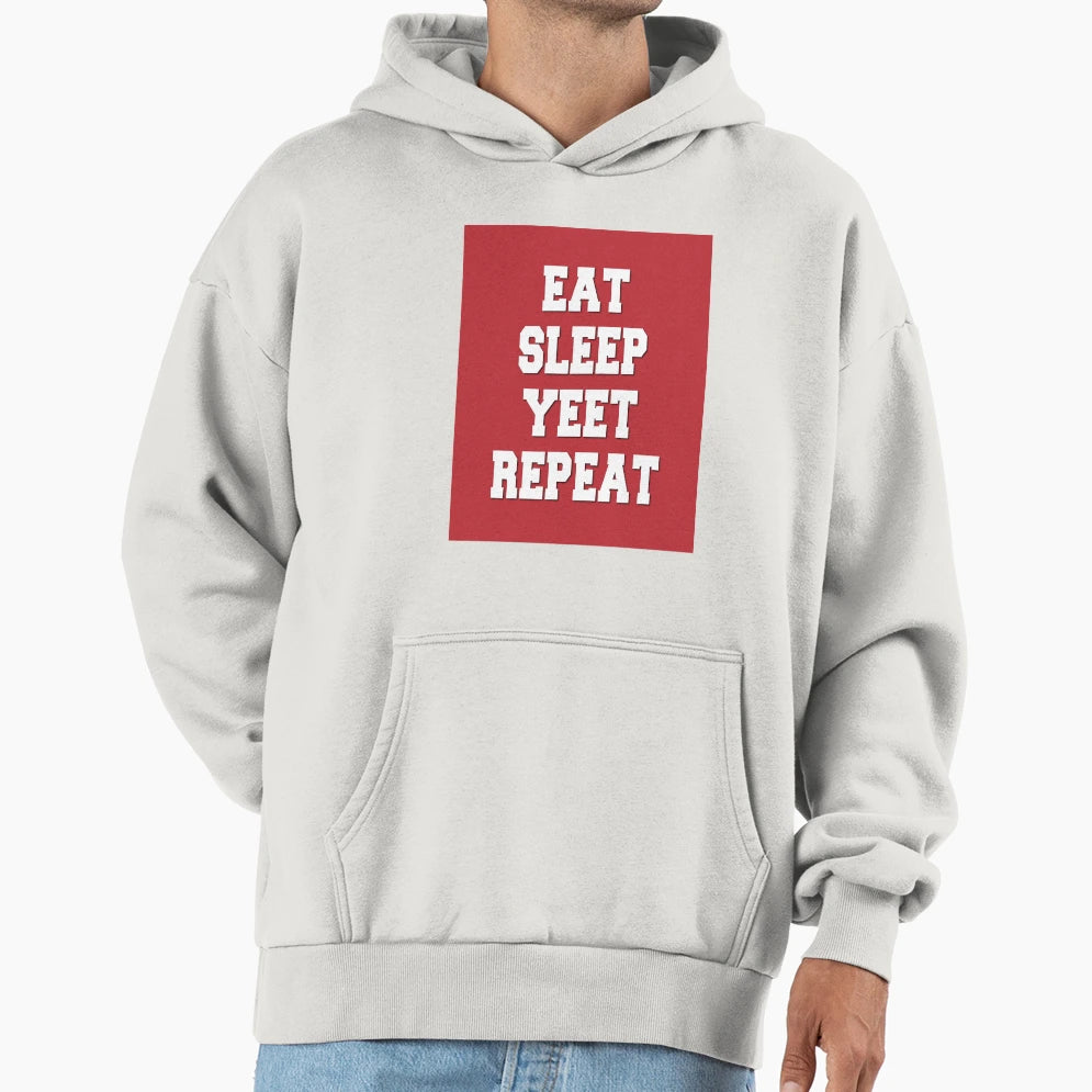 Eat Sleep Yeet Repeat Red Hoodie - Trendy Graphic for Adults - T-Shirt, Sweatshirt, Hoodie