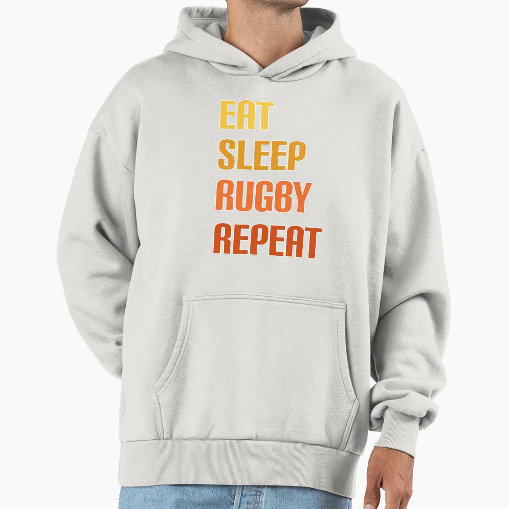 Eat Sleep Rugby Repeat Hoodie - Aesthetic Graphic Unisex - T-Shirt, Sweatshirt, Hoodie