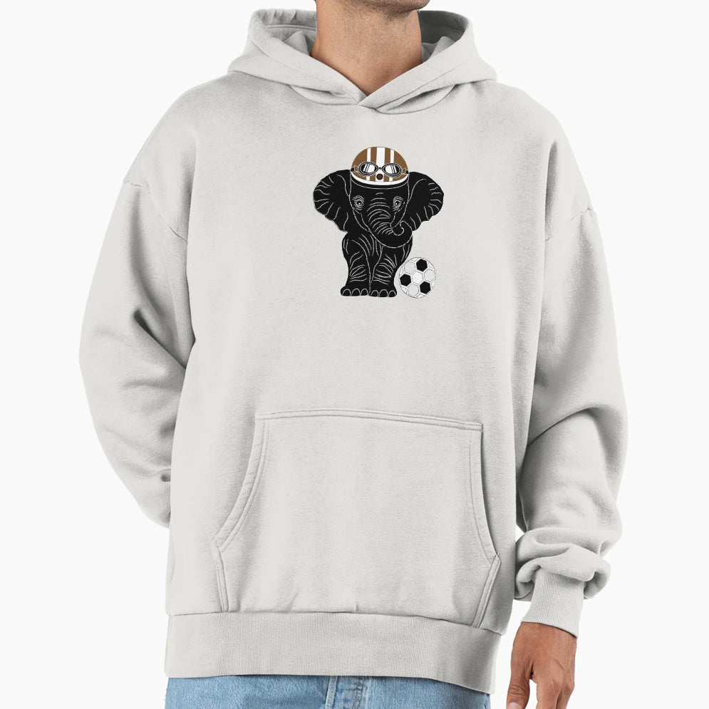 Elephant Playing Football Hoodie - Custom Art Print Unisex - T-Shirt, Sweatshirt, Hoodie