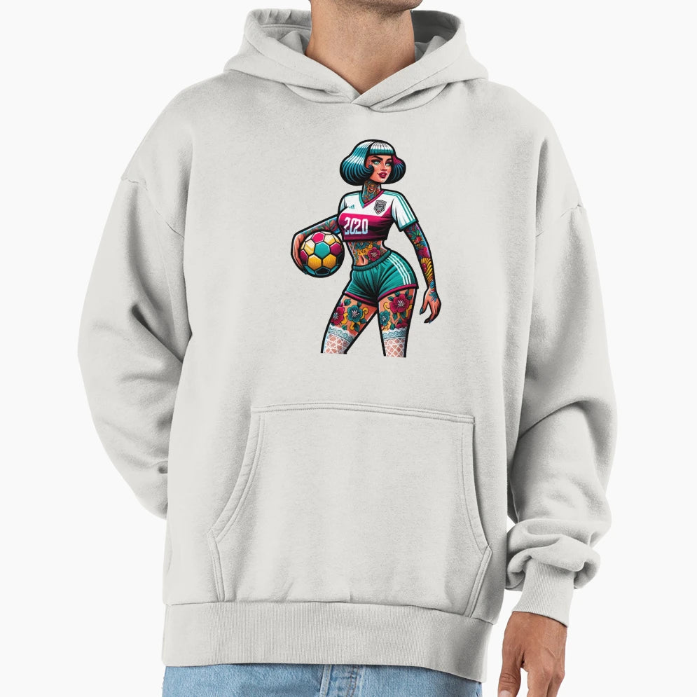 Football Player Hoodie - Minimalist Print for Adults - T-Shirt, Sweatshirt, Hoodie