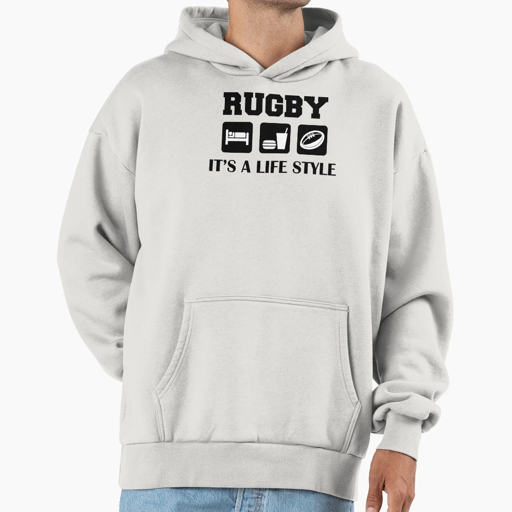 Rugby Eat Sleep And Play Rugby Hoodie - Trendy Graphic Unisex - T-Shirt, Sweatshirt, Hoodie