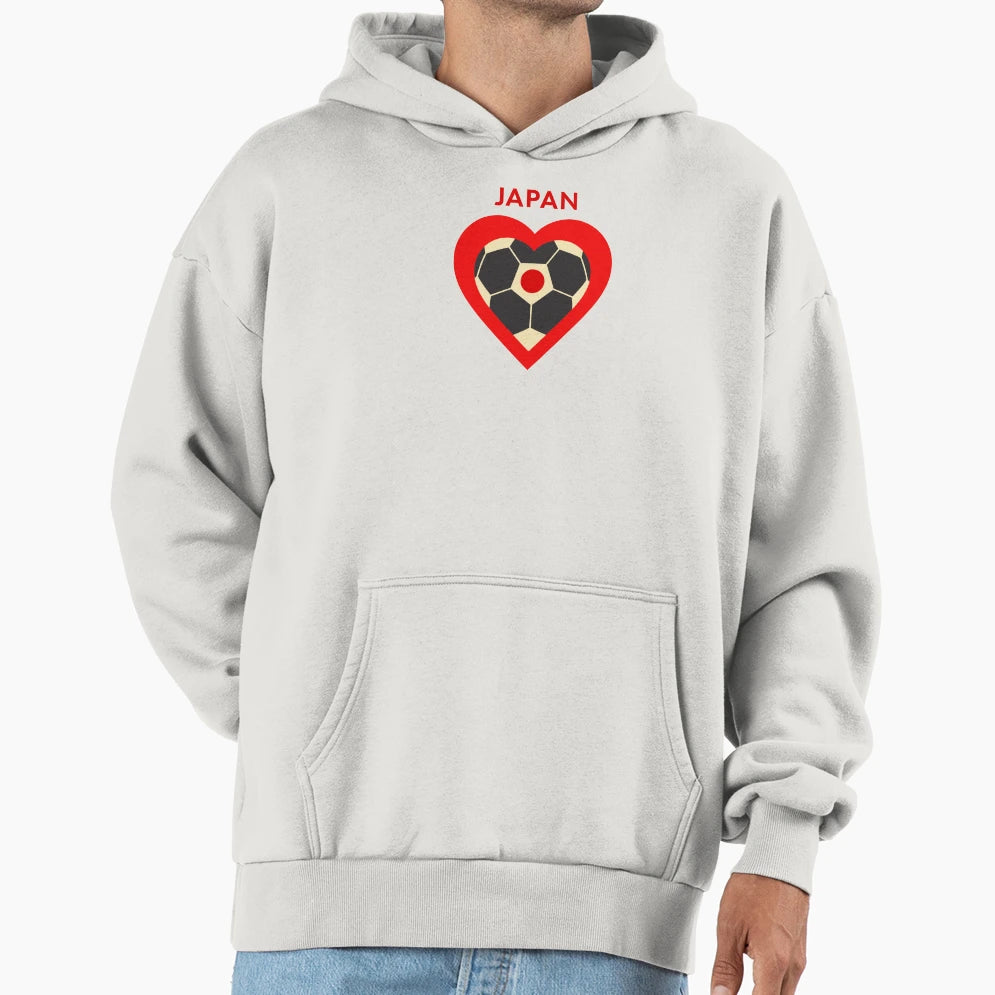 Japan Soccer Heart Hoodie - Aesthetic Graphic Men Women - T-Shirt, Sweatshirt, Hoodie