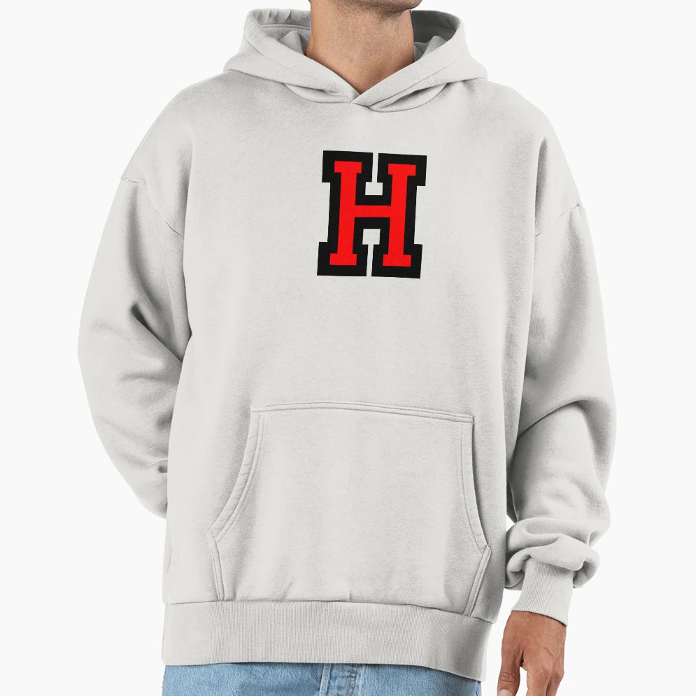Letter H Black Red Character Hoodie - Fun Novelty Design for Adults - T-Shirt, Sweatshirt, Hoodie