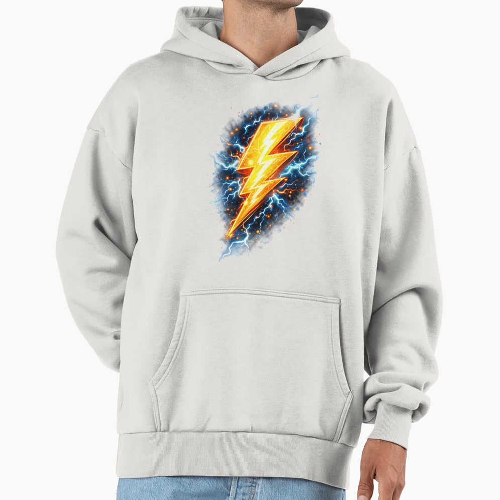 Powerful Golden Lightning Bolt Electric Hoodie - Minimalist Print Unisex - T-Shirt, Sweatshirt, Hoodie