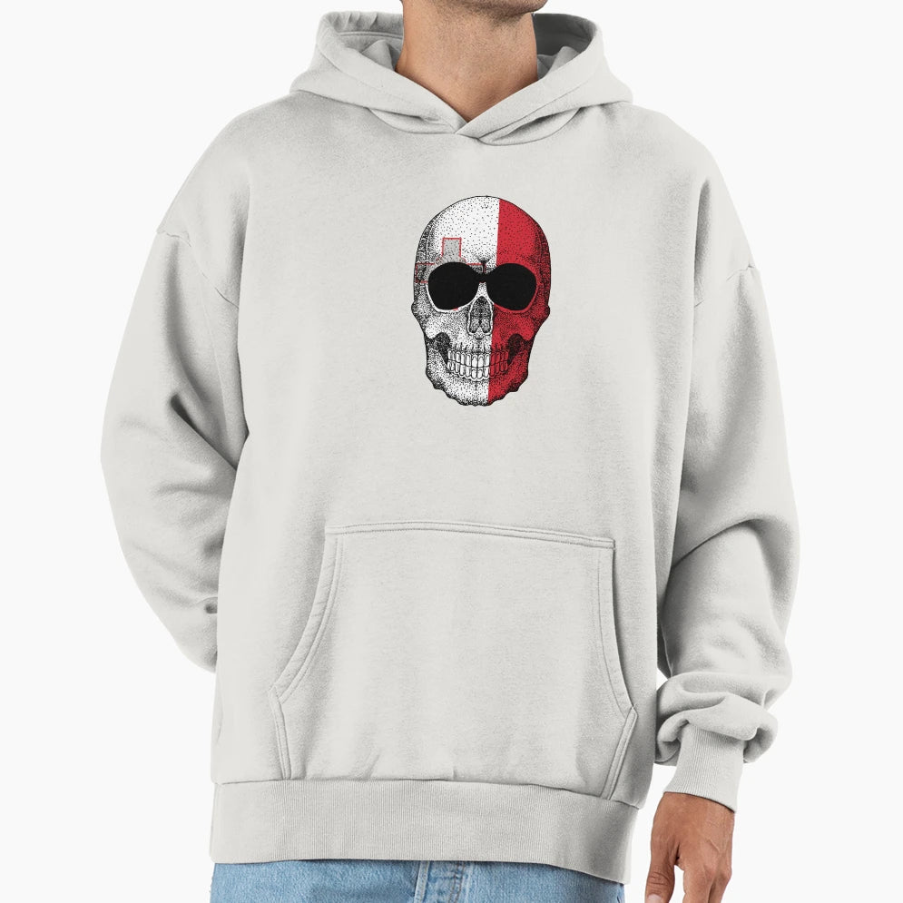 Skull Malta Flag Hoodie - Graphic Print for Adults - T-Shirt, Sweatshirt, Hoodie
