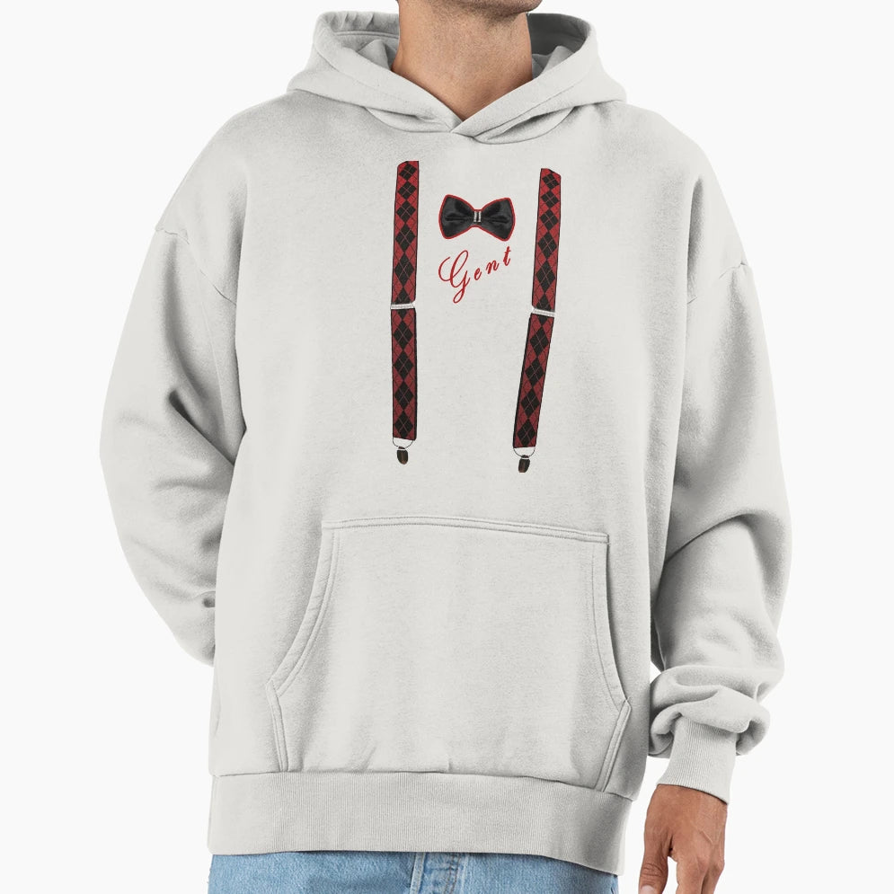 Gent I Am Gentleman Suspenders And Bow Tie Hoodie - Unique Graphic Unisex - T-Shirt, Sweatshirt, Hoodie
