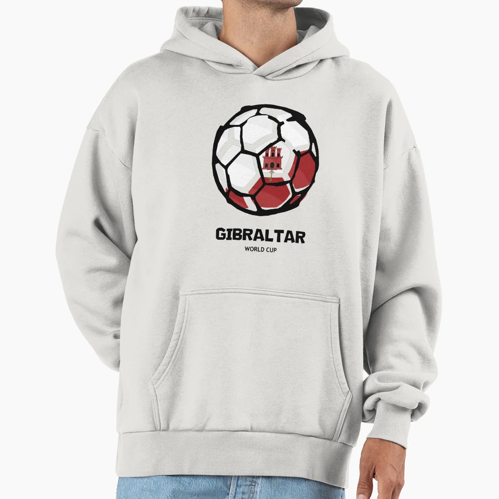 Gibraltar Football Country Flag Hoodie - Fun Novelty Design for Adults - T-Shirt, Sweatshirt, Hoodie