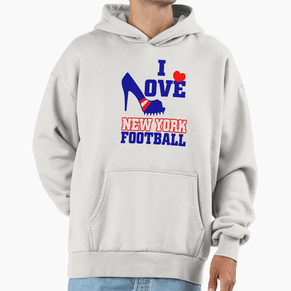 I Love New York Football American Hoodie - Aesthetic Graphic Unisex - T-Shirt, Sweatshirt, Hoodie