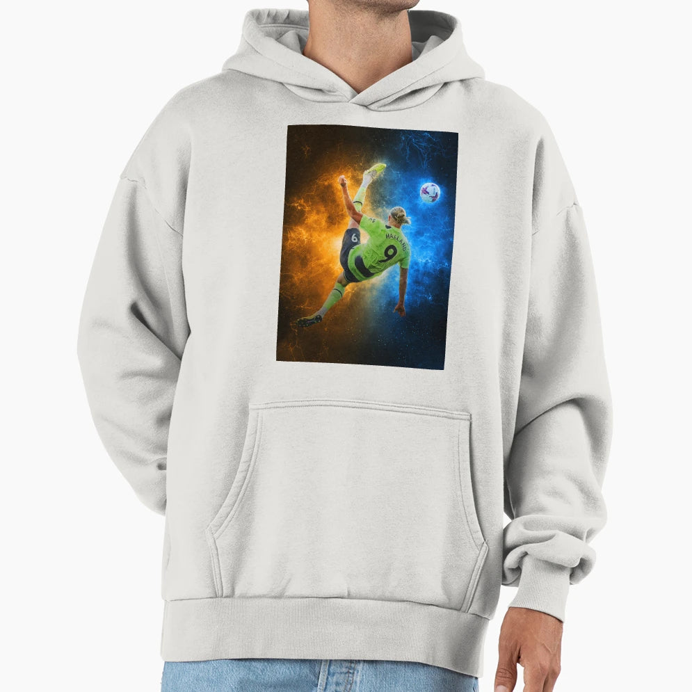 Erling Haaland Bicycle Kick Goal Hoodie - Trendy Graphic Unisex - T-Shirt, Sweatshirt, Hoodie