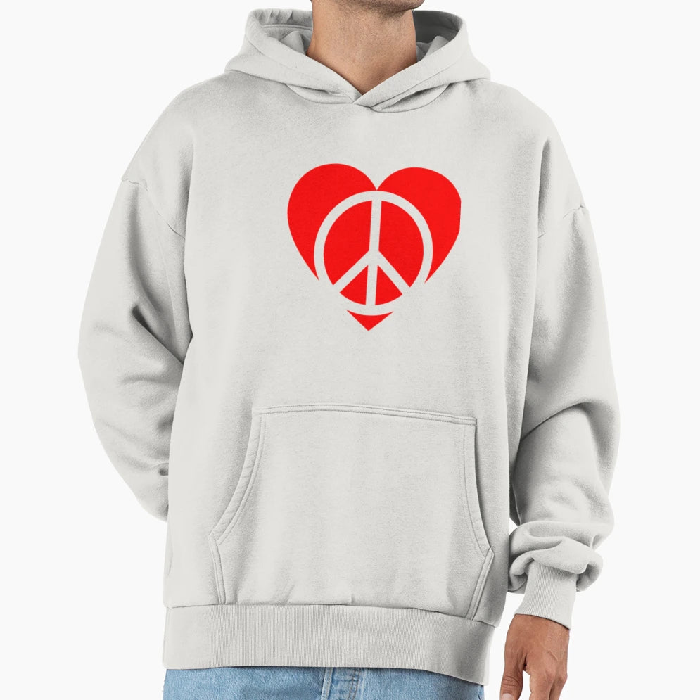 Red Peace Heart Hoodie - Aesthetic Graphic Men Women - T-Shirt, Sweatshirt, Hoodie
