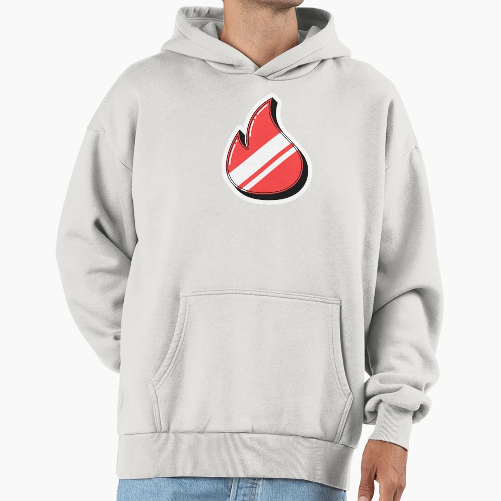 Glossy Fire Illustration Pop Art Hoodie - Unique Graphic Unisex - T-Shirt, Sweatshirt, Hoodie