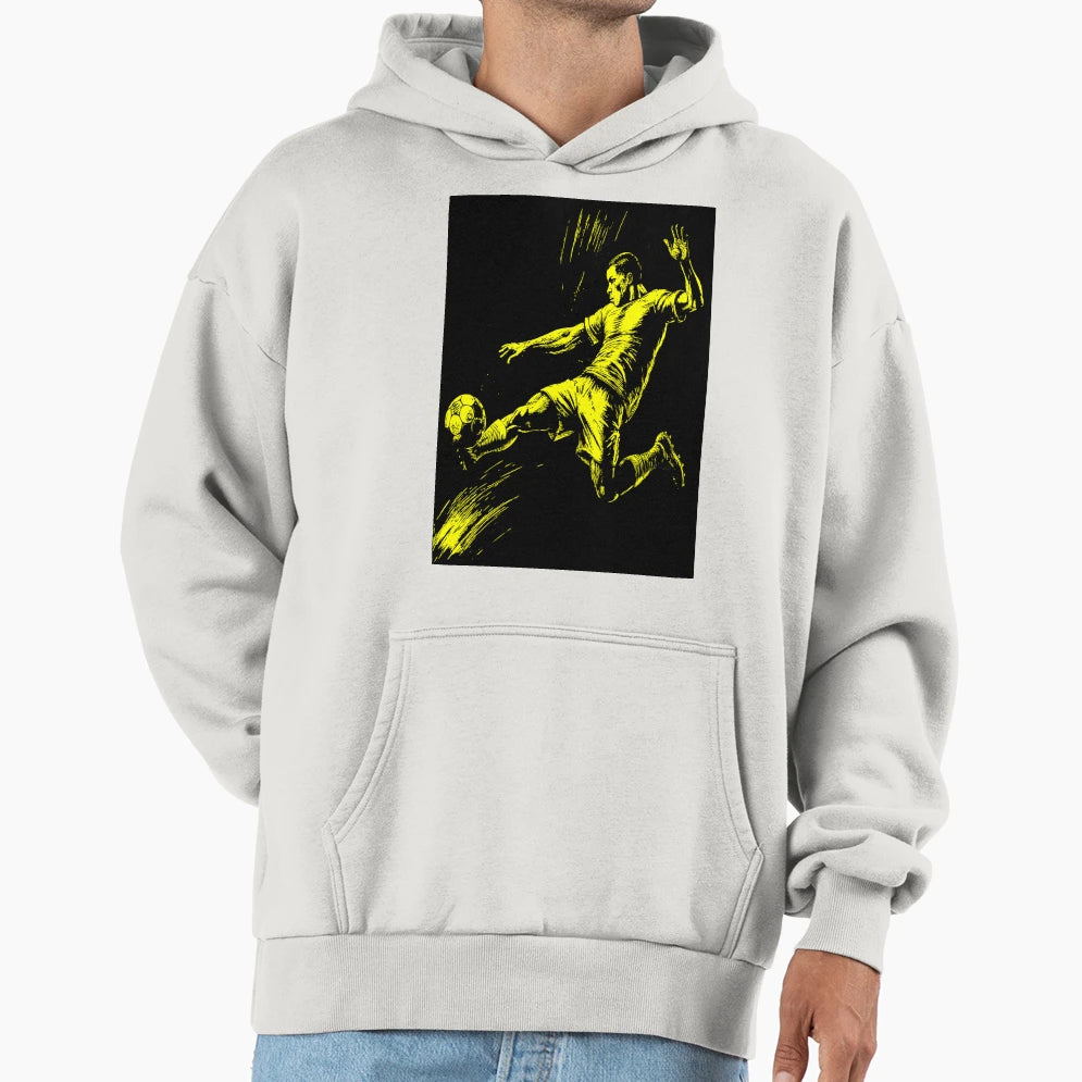 Dynamic Footballer Illustration Football Hoodie - Trendy Graphic Unisex - T-Shirt, Sweatshirt, Hoodie
