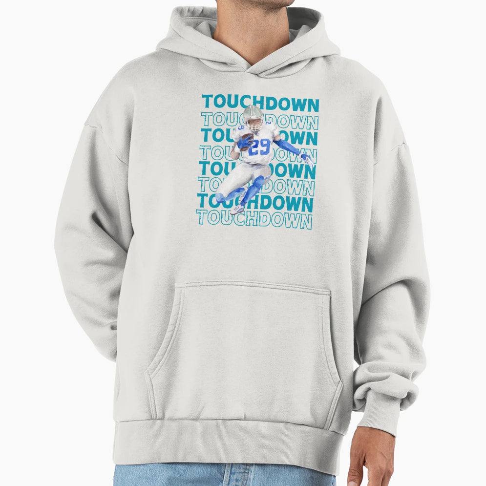 Blue Football Touchdown Hoodie - Graphic Print for Adults - T-Shirt, Sweatshirt, Hoodie