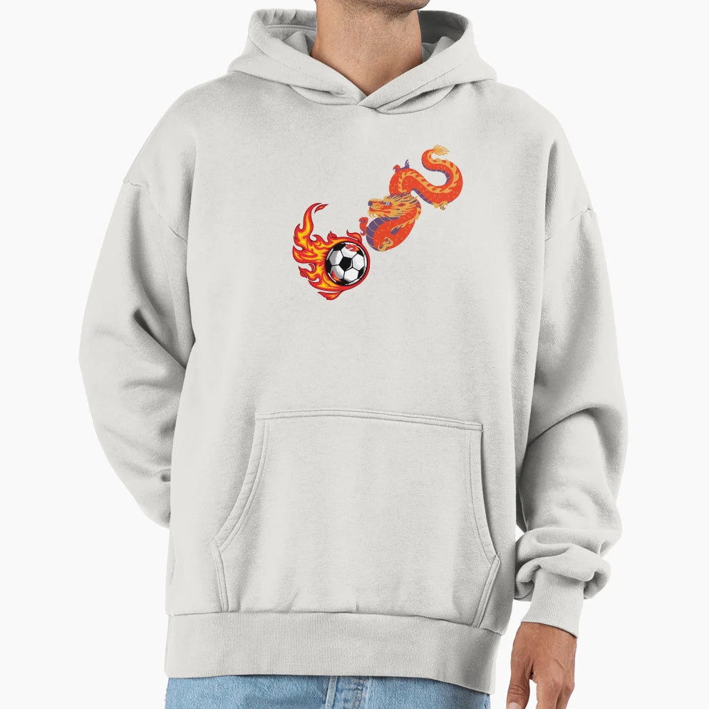 Playful Dragon Tumbling Soccer Ball Hoodie - Trendy Graphic for Adults - T-Shirt, Sweatshirt, Hoodie