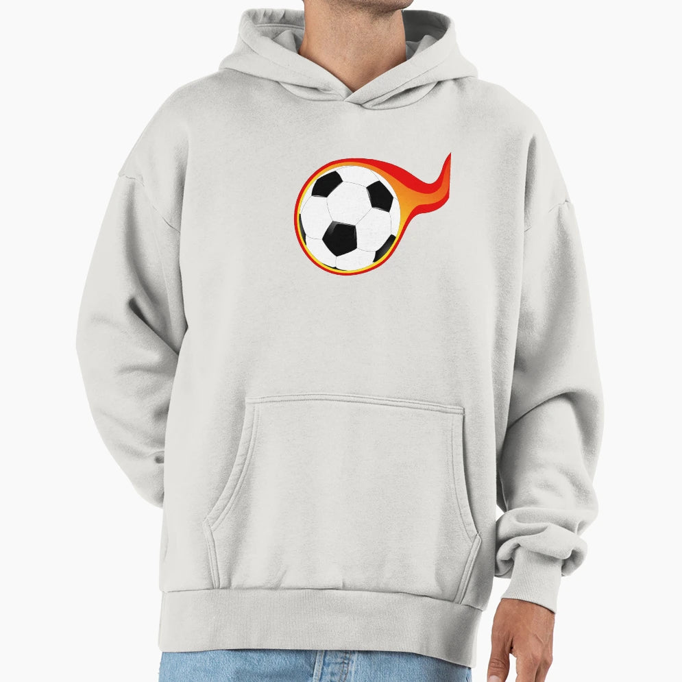 Flaming Soccer Ball Hoodie - Minimalist Print Unisex - T-Shirt, Sweatshirt, Hoodie