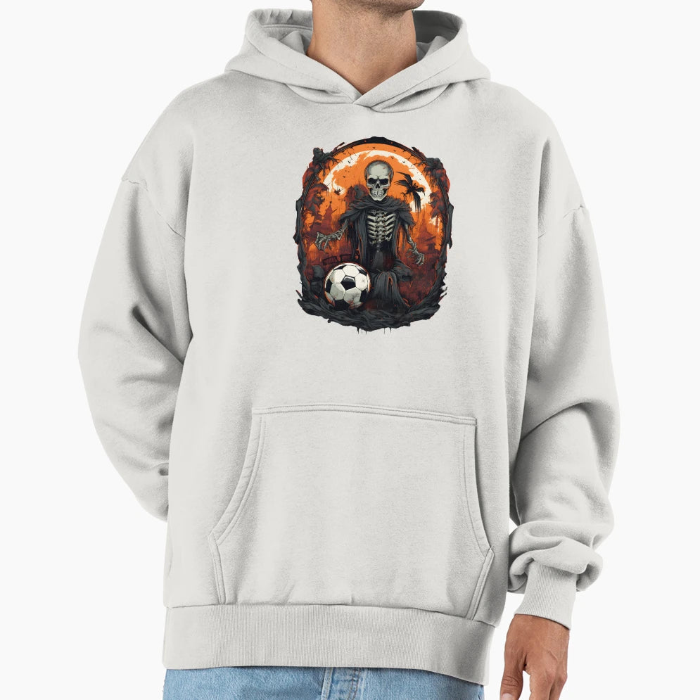 Skeleton Football Soccer Halloween Hoodie - Trendy Graphic for Adults - T-Shirt, Sweatshirt, Hoodie