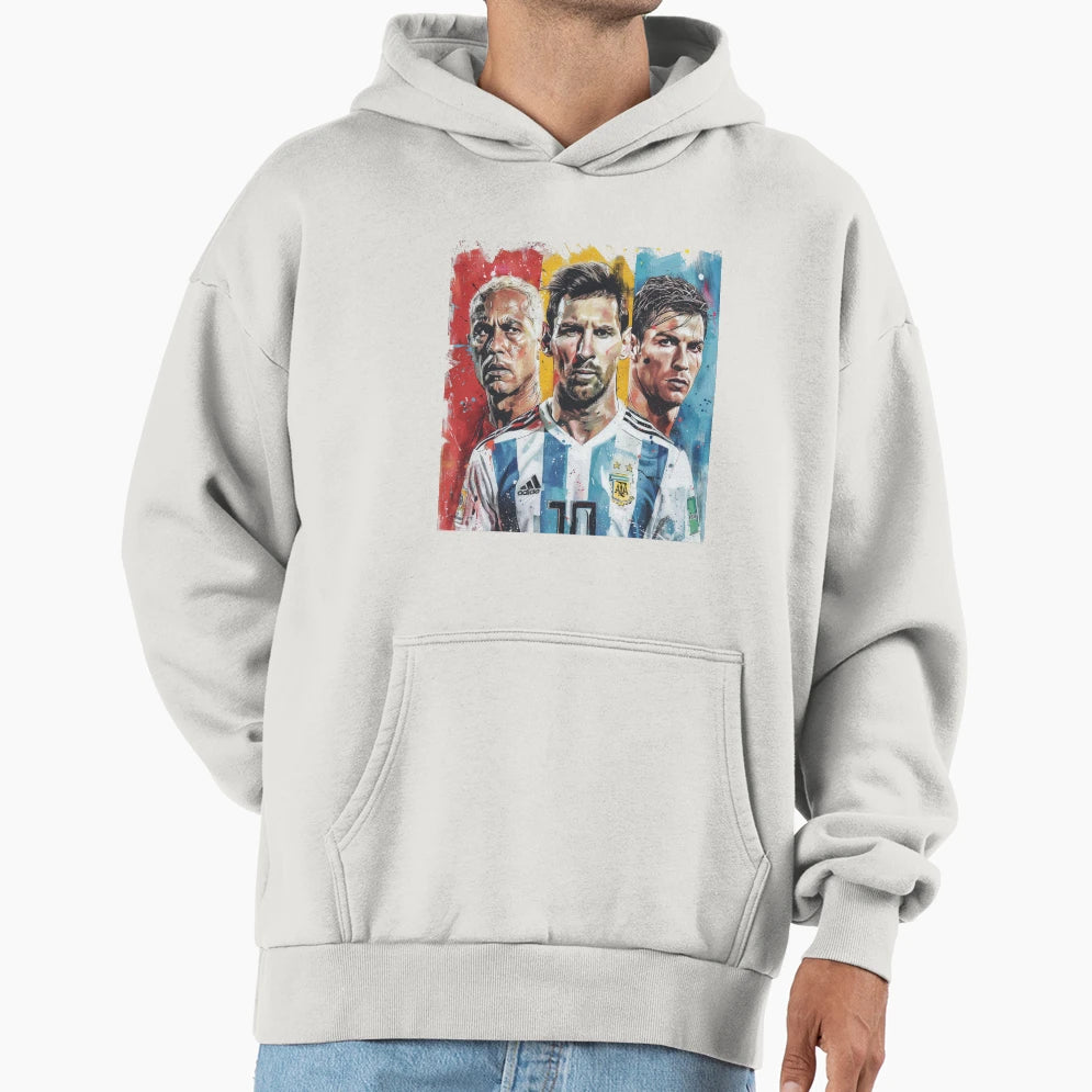 3 Soccer Players Hoodie - Trendy Graphic Unisex - T-Shirt, Sweatshirt, Hoodie