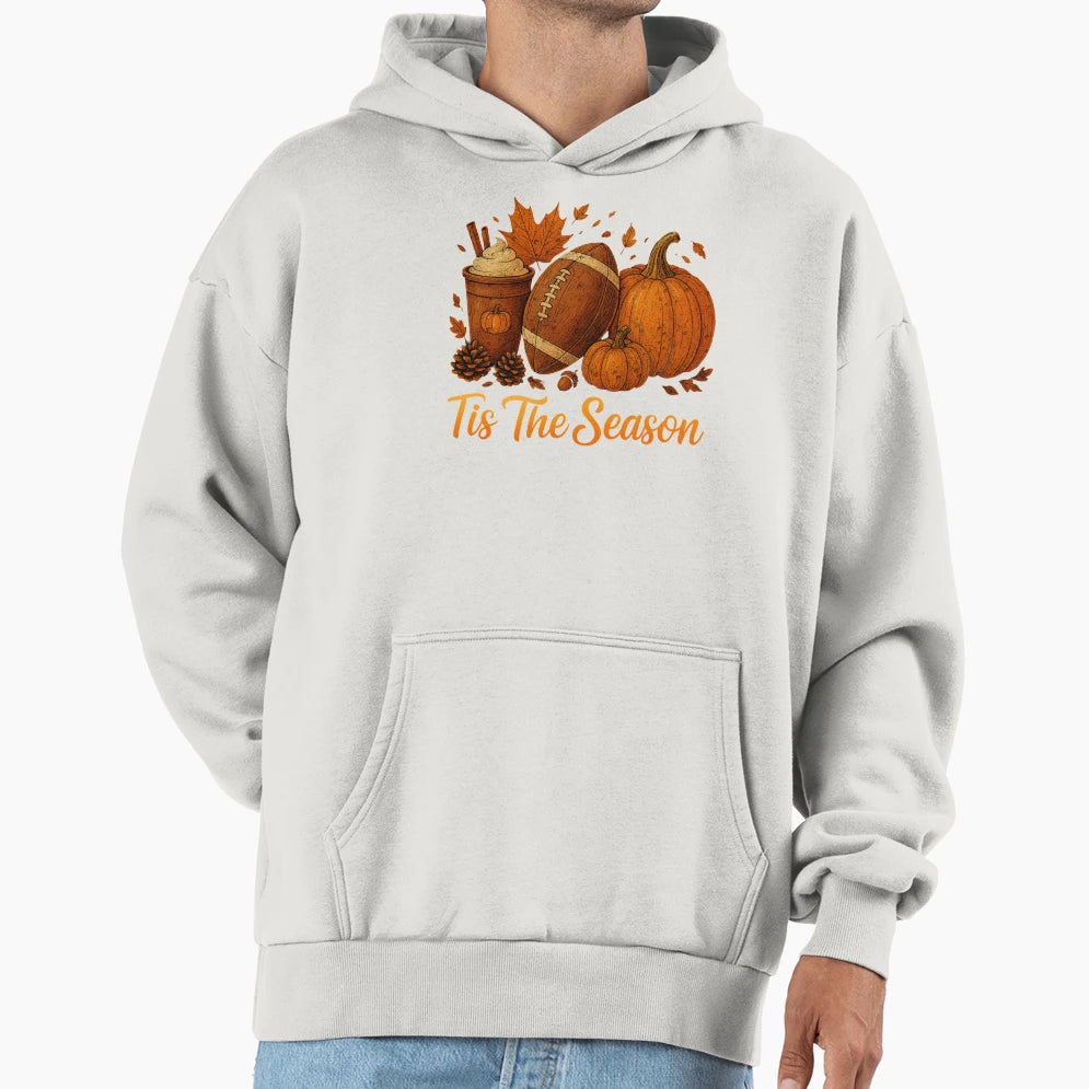 Pumpkin Spice Football Autumn Hoodie - Minimalist Print for Adults - T-Shirt, Sweatshirt, Hoodie