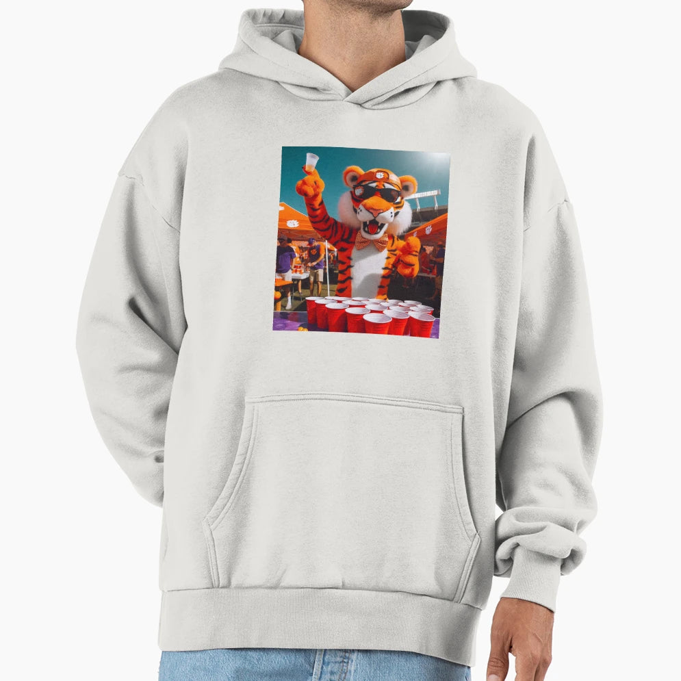 Tiger Beer Pong Hoodie - Fun Novelty Design Men Women - T-Shirt, Sweatshirt, Hoodie