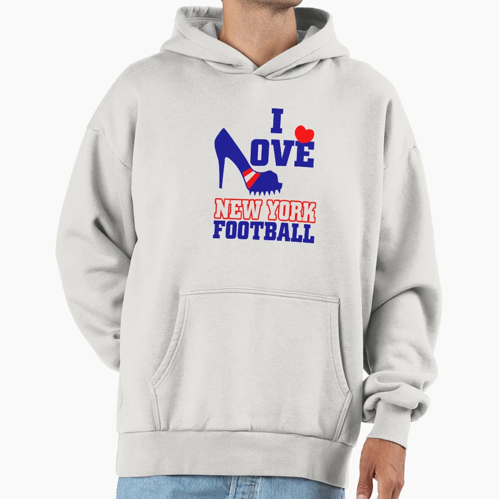 I Love New York Football Hoodie - Minimalist Print Men Women - T-Shirt, Sweatshirt, Hoodie