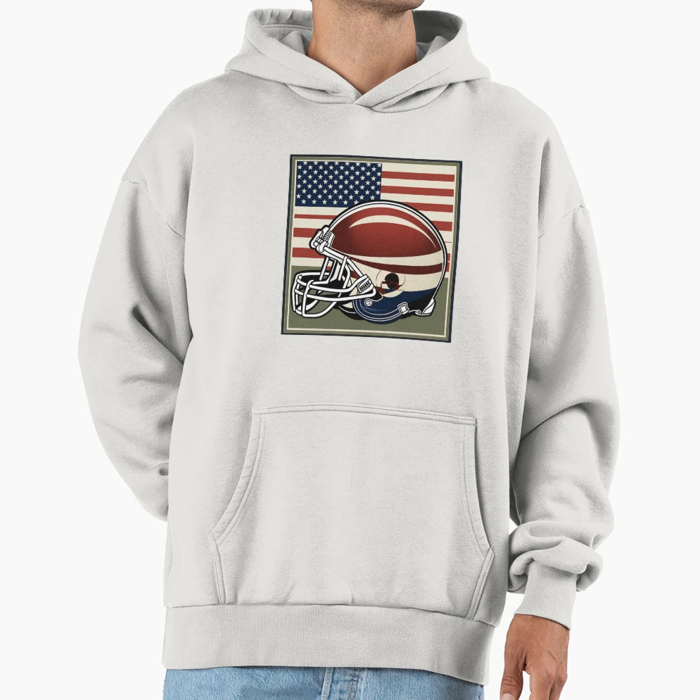 Usa American Football Flag Helmet Hoodie - Aesthetic Graphic Men Women - T-Shirt, Sweatshirt, Hoodie