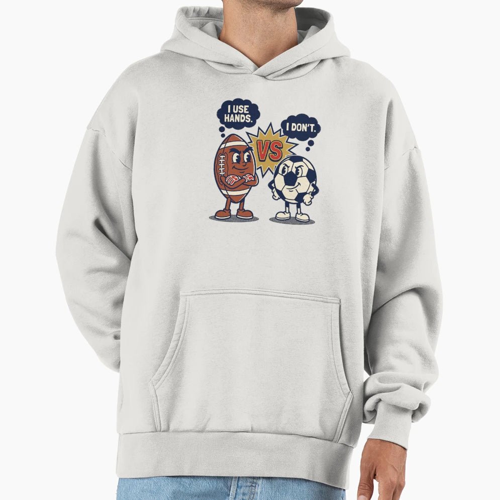 American Football Vs Soccer Vs Badge V2 Hoodie - Novelty Apparel Men Women - T-Shirt, Sweatshirt, Hoodie