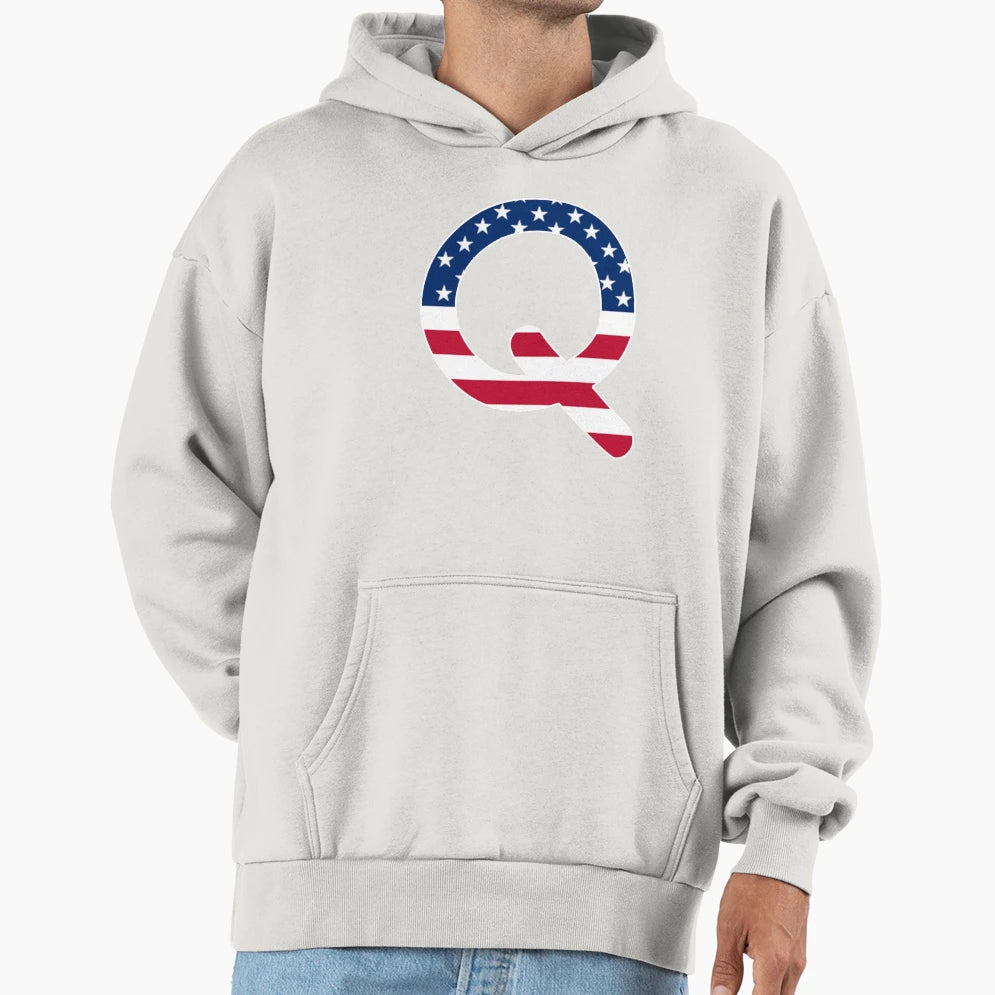 Letter Q Capital Alphabet American Hoodie - Aesthetic Graphic for Adults - T-Shirt, Sweatshirt, Hoodie