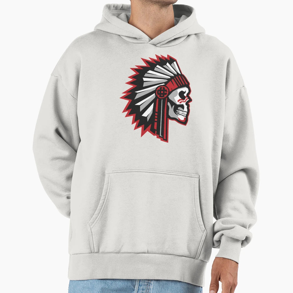 Skull Warbonnet Black White Hoodie - Streetwear Style Unisex - T-Shirt, Sweatshirt, Hoodie