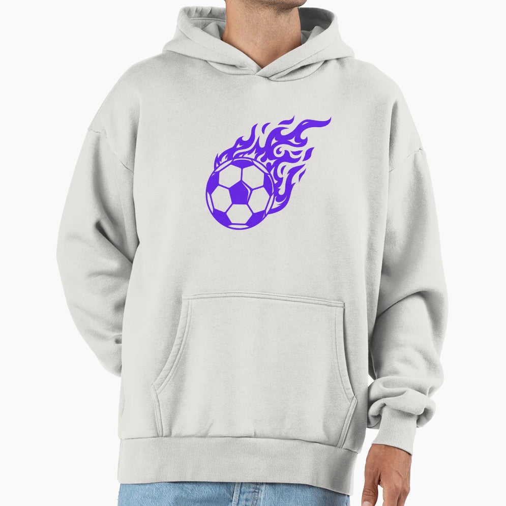 Football Purple Fireball Ball Hoodie - Fun Novelty Design for Adults - T-Shirt, Sweatshirt, Hoodie