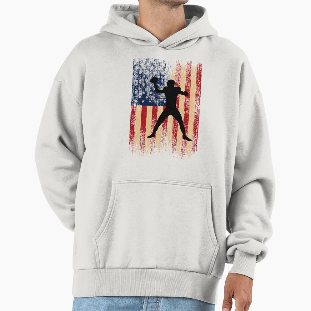 Usa Flag American Football Player Hoodie - Streetwear Style for Adults - T-Shirt, Sweatshirt, Hoodie