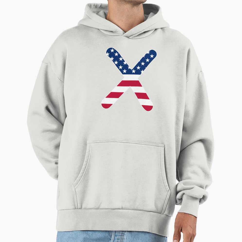 Letter X Capital Alphabet American Flag X Hoodie - Custom Art Print Unisex - T-Shirt, Sweatshirt, Hoodie