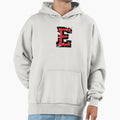 Letter E Distressed Two Color Black Red Hoodie - Unique Graphic Men Women - T-Shirt, Sweatshirt, Hoodie