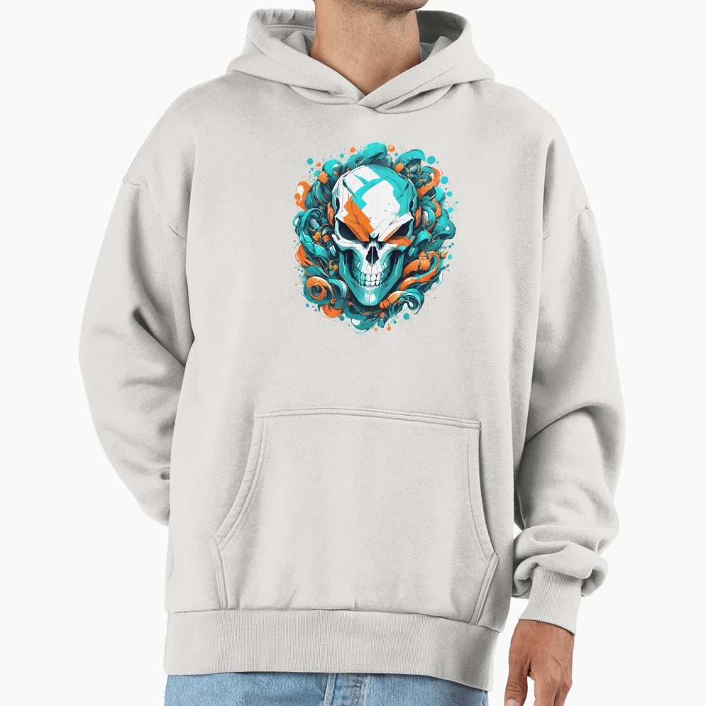 Colorful Skull Hoodie - Casual Everyday Wear Men Women - T-Shirt, Sweatshirt, Hoodie