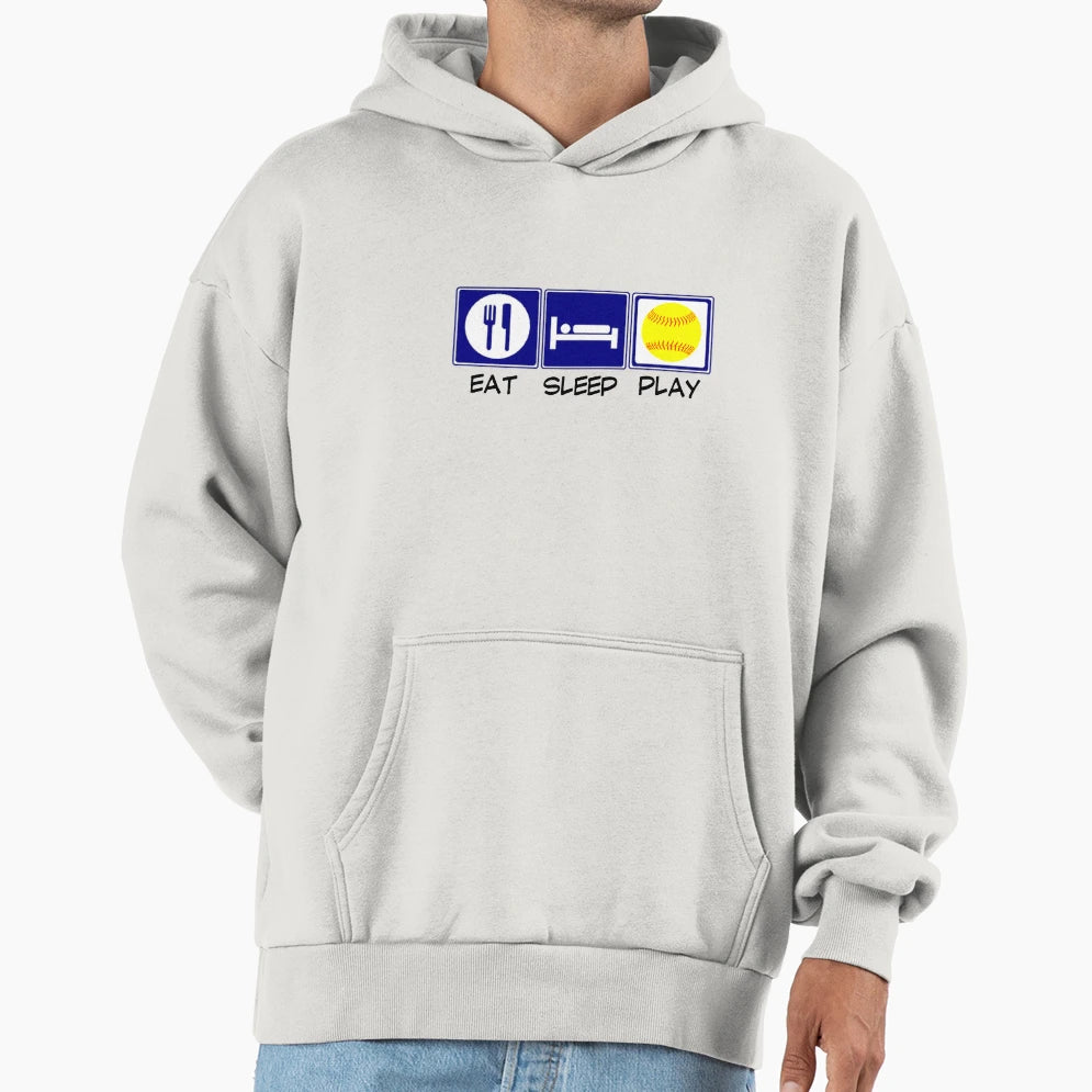 Eat Sleep Softball Hoodie - Aesthetic Graphic for Adults - T-Shirt, Sweatshirt, Hoodie