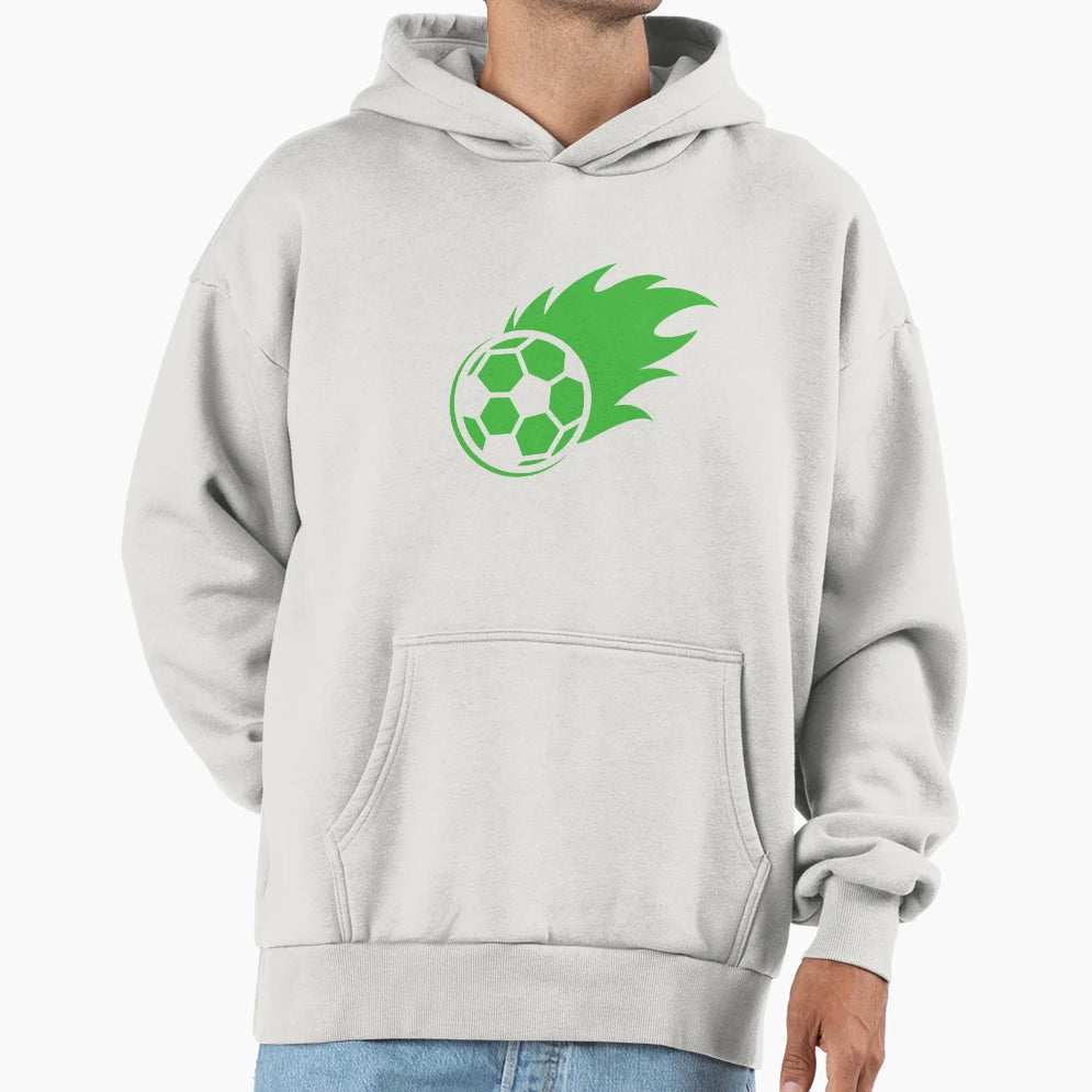 Football Green Fire Ball Football Hoodie - Fun Novelty Design Men Women - T-Shirt, Sweatshirt, Hoodie