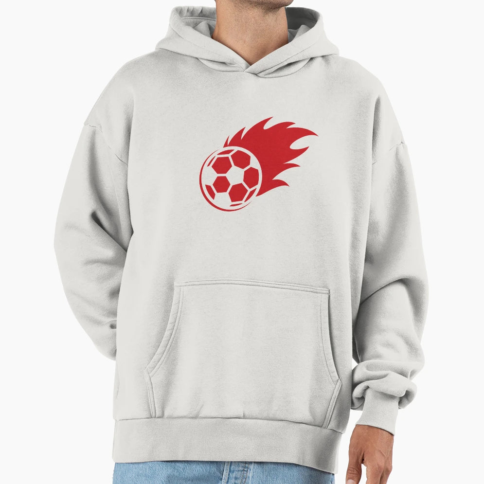 Football Red Fire Ball Football Ball Hoodie - Graphic Print for Adults - T-Shirt, Sweatshirt, Hoodie